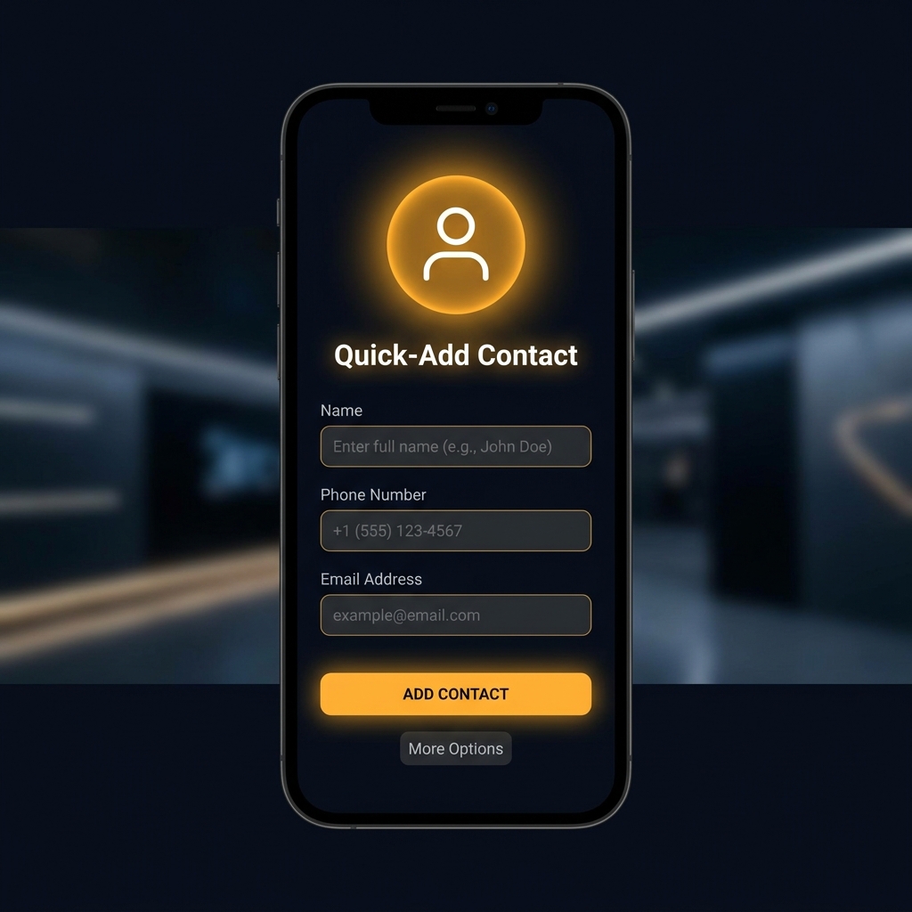 ABBLE.APP contact capture interface showing smart form and quick-add